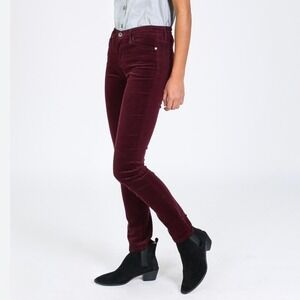 Adriano Goldschmied Prima Mid-Rise Cigarette corduroy maroon pants 29